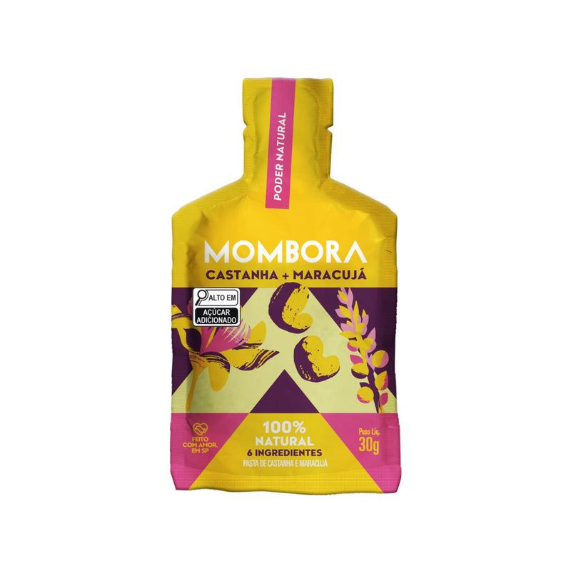 Carbo gel natural com castanha de caju e maracujá MOMBORA para energia prolongada